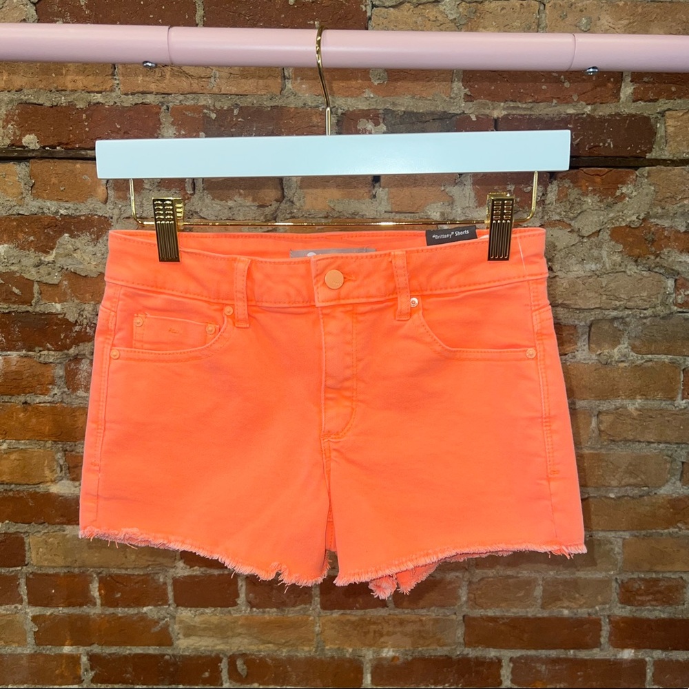 Girls Tractr Neon Orange Denim Shorts